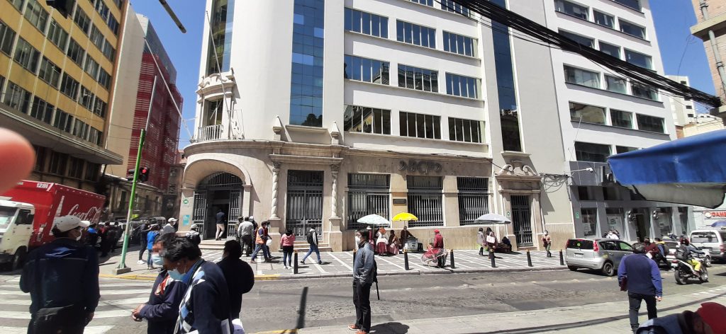 Credit Bank agency next to La Paz government offices Bolivia
