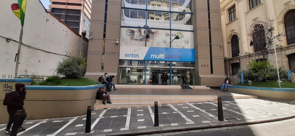 Entel agency the largest phone company in the country in La Paz Bolivia