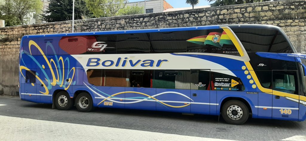 Example of Bolivar buses that cover intercity routes in Bolivia