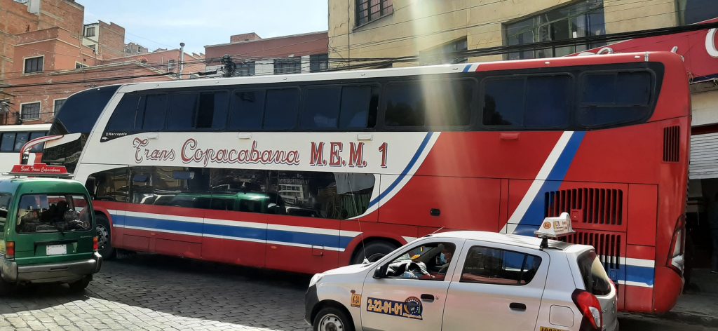 Example of Trans Copacabana MEM 1 buses that cover intercity routes in Bolivia