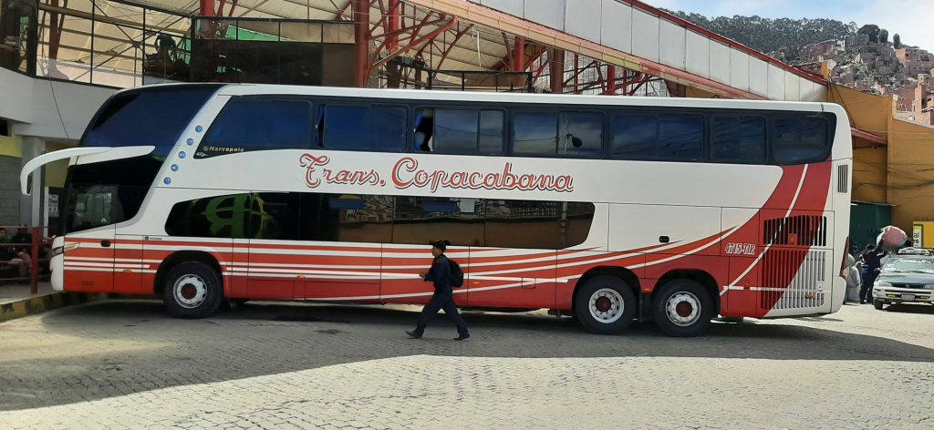 Example of Trans Copacabana SA buses that cover intercity routes in Bolivia