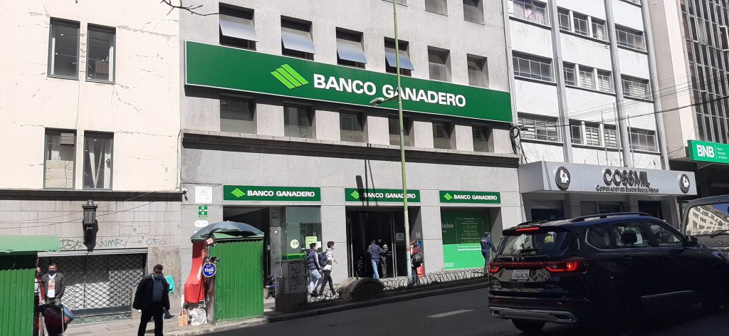 Ganadero Bank agency in Camacho Av La Paz Bolivia