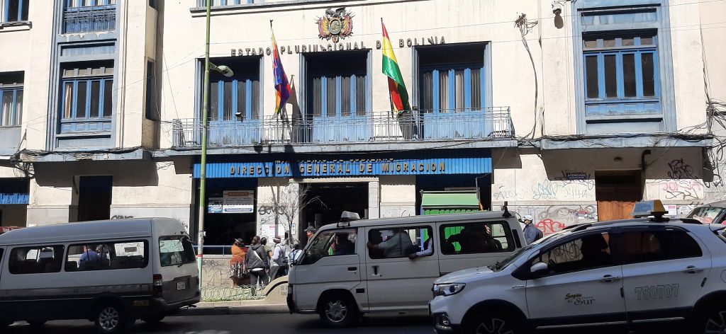 Immigration Bolivian entitys office for La Paz city located at the Camacho Av 1