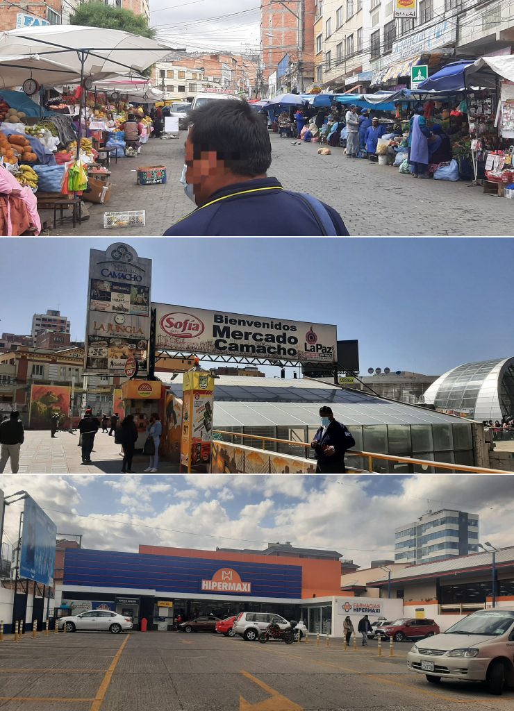Lower class middle class and upper class grocery markets examples in La Paz Bolivia