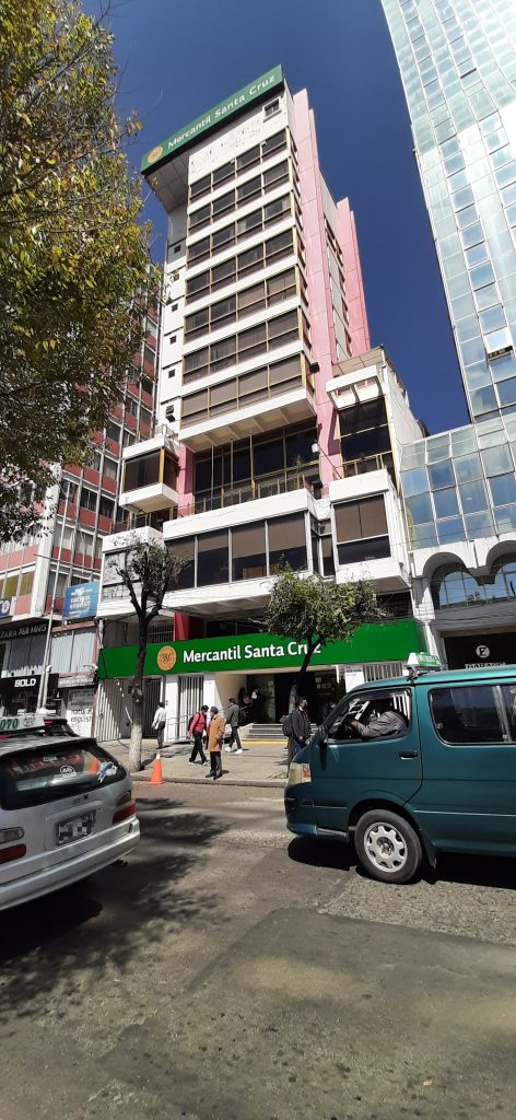 Mercantile Santa Cruz Bank major agency in El Prado La Paz Bolivia
