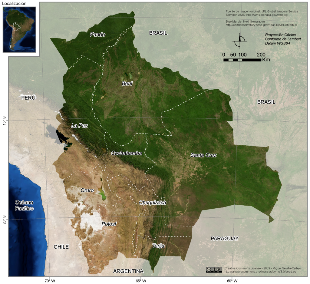 Bolivia Satelite Map CC0 Licence BolivianExperts