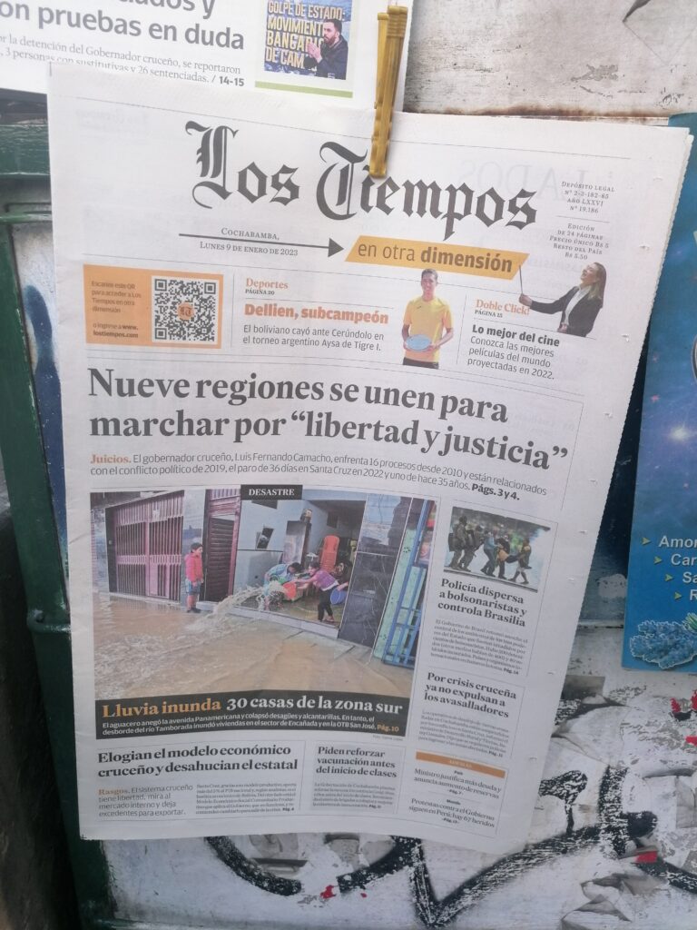 Los Tiempos newspaper from Cochabamba Bolivia